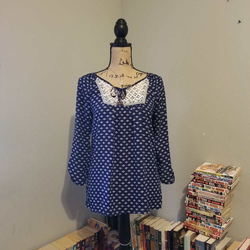 Rewind boho hippie geometric pattern top